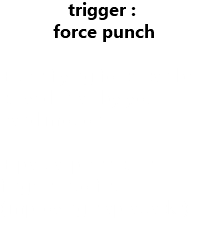 trigger : force punch + this flying force can be curved in air by your hand motion + partial press curls fingers into fist (improving slap attacks) 